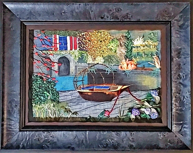 Boat anchored near lake in Italy